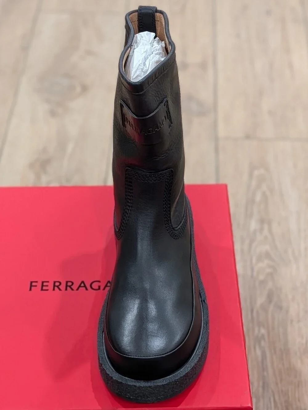 Men's Black Leather Pull-On Boots
